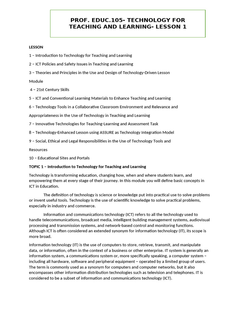 Technology in Education: Enhancing Learning | PDF | Educational ...