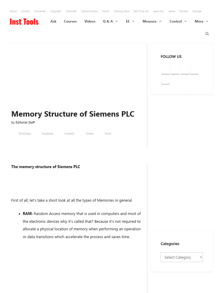 Siemens PLC Memory Types Explained | PDF | Programmable Logic ...