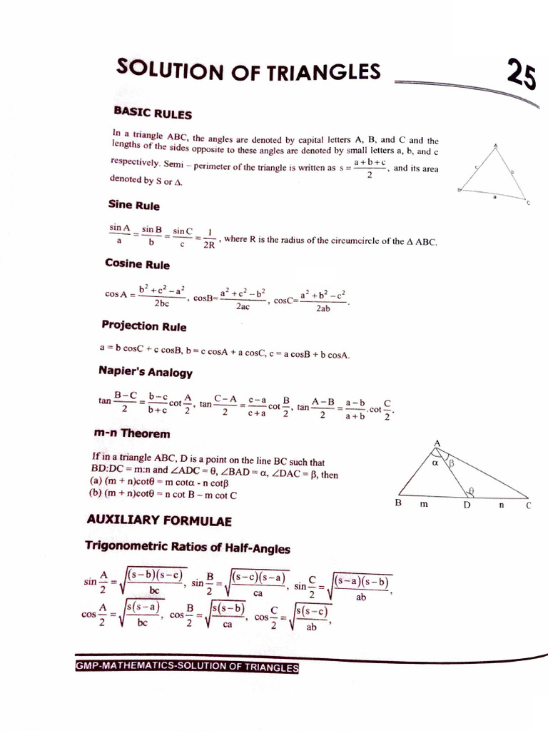 Solution of Triangles | PDF