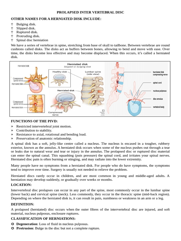 Prolapsed Intervertebral Disc Overview | PDF | Vertebral Column ...