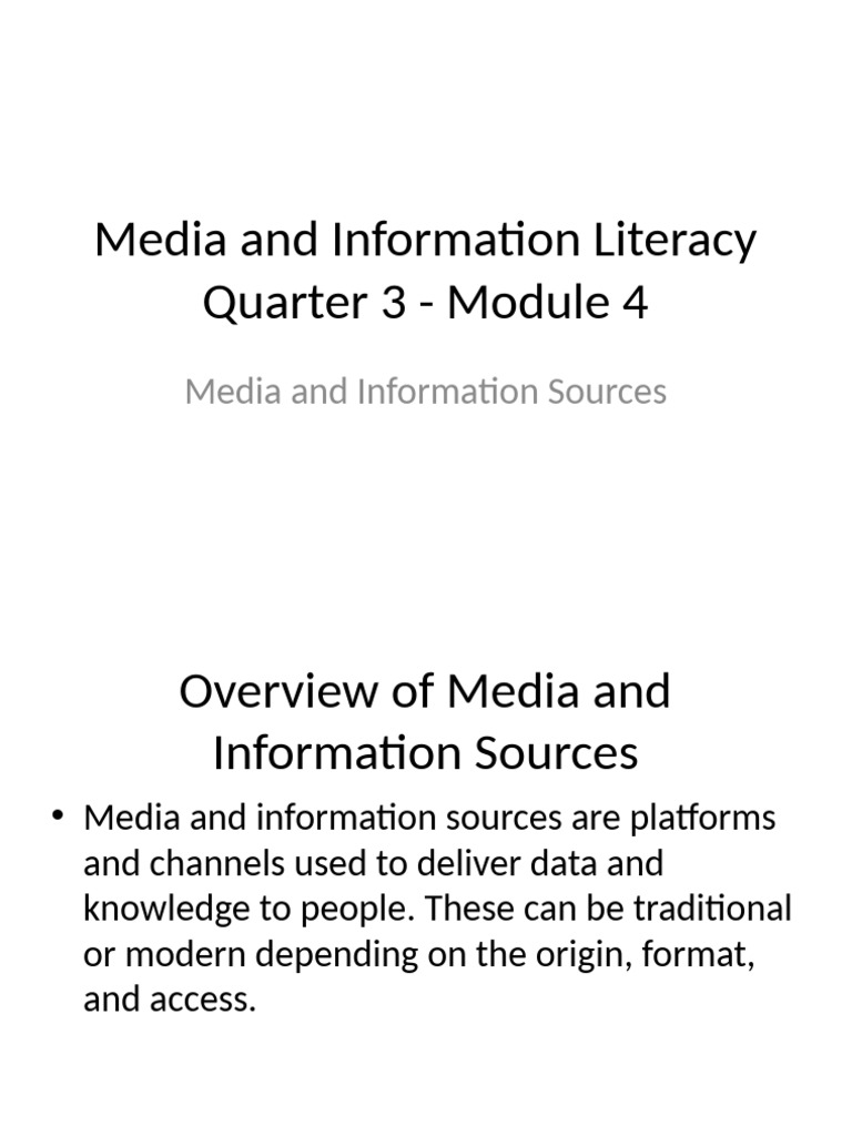 Understanding Media and Information Sources | PDF