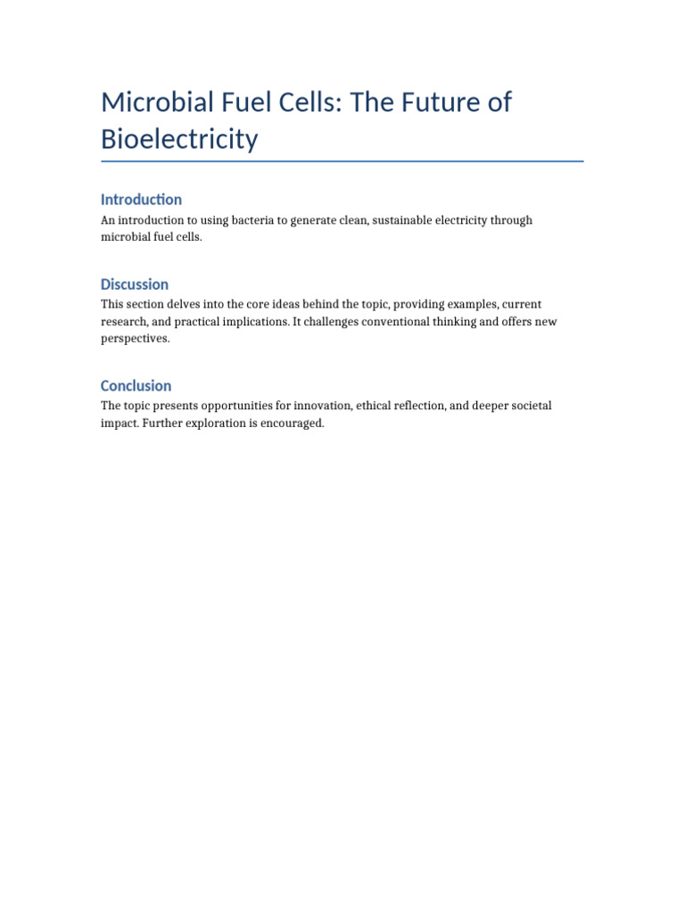 Microbial Fuel Cells The Future of Bioelectricity | PDF