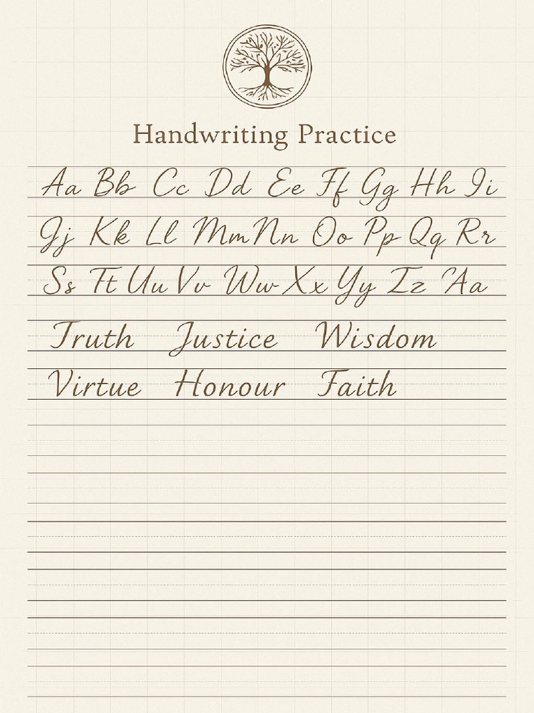 Aesthetic Handwriting Practice Sheet | PDF