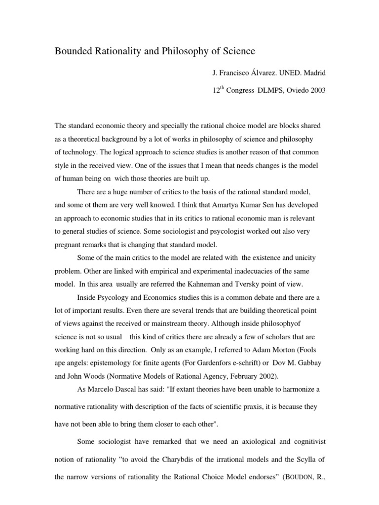Bounded Rationality in Science Philosophy | PDF | Social Science ...