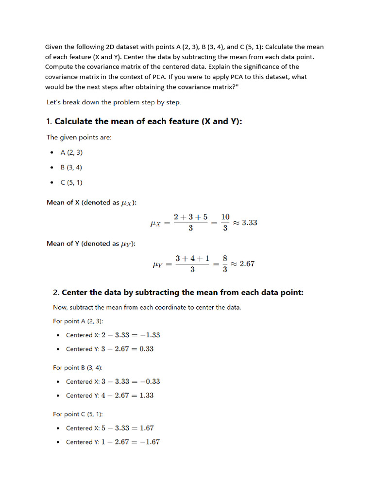 Pca Numericals ML | PDF
