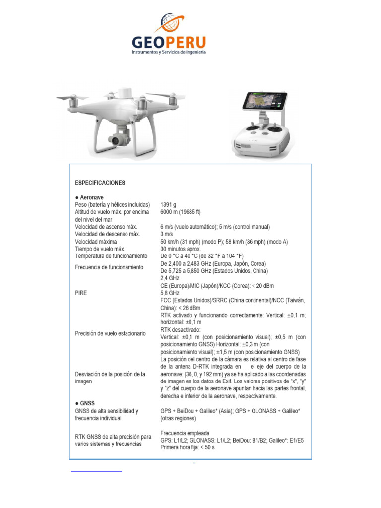 Esp. Tecnicas Dron Phamton 4 Pro RTK | PDF