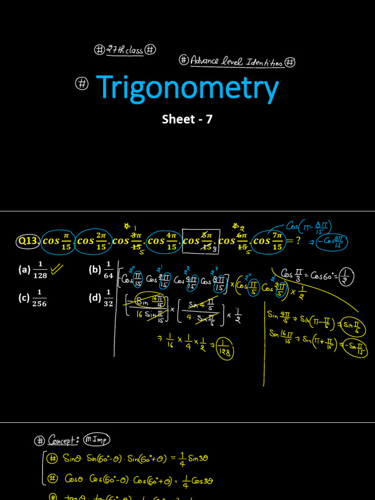 113) Trigonometry - 27th Class | PDF