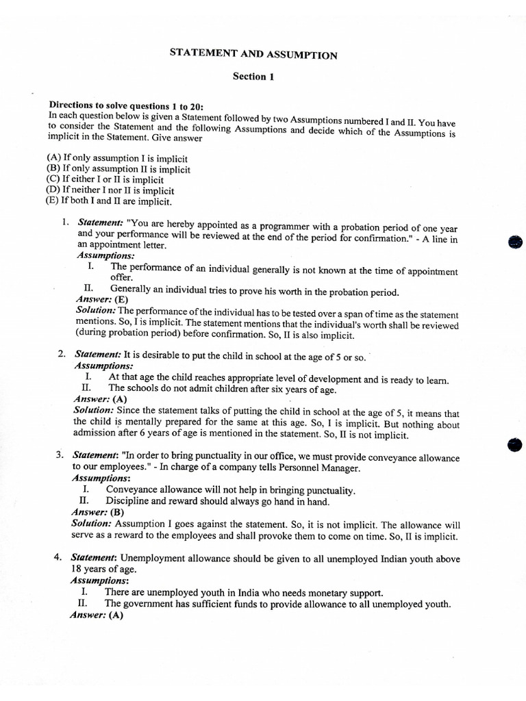 SEM VI - Statements Assumption | PDF