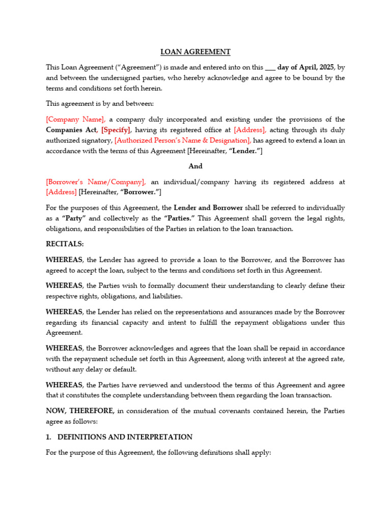 Loan Agreement for INR 13 Crores | PDF | Loans | Arbitration