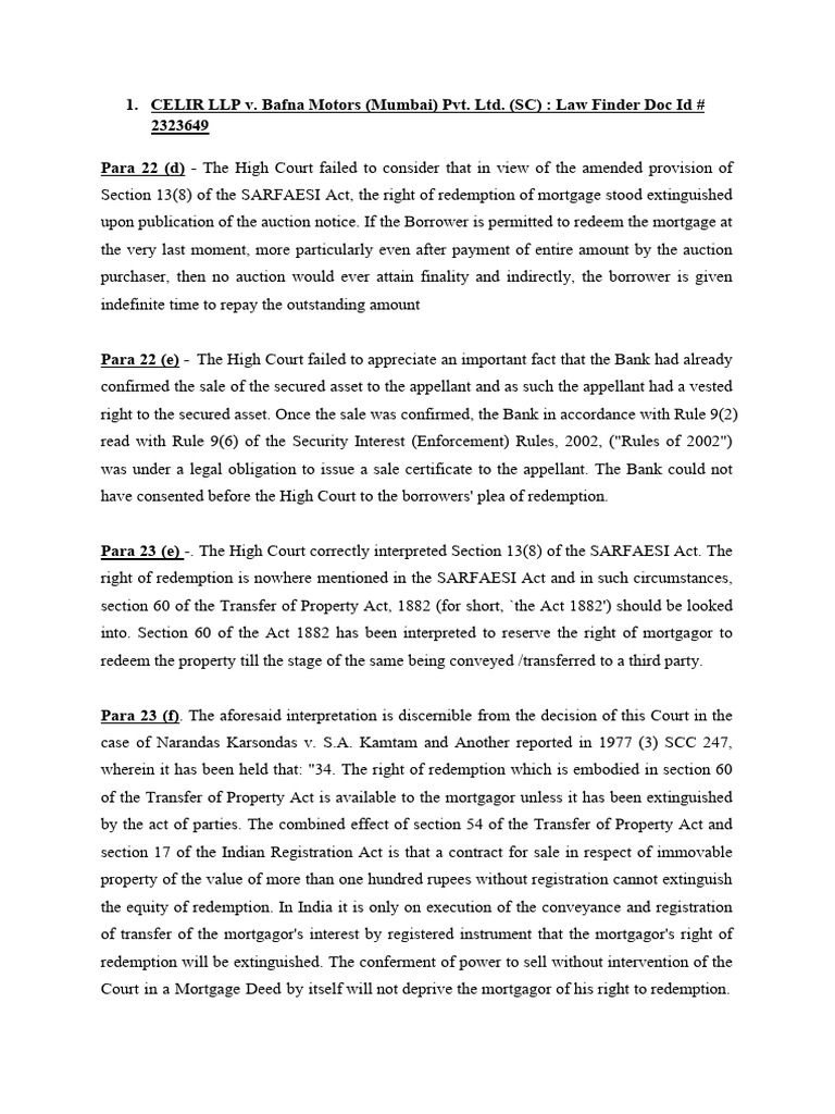 Rights of Auction Purchaser Extinguishes The Rights of Borrower | PDF ...