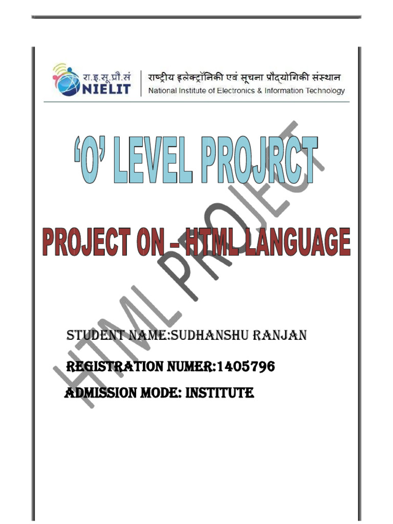 NIELIT O Level HTML Project Report | PDF | Html | Html Element
