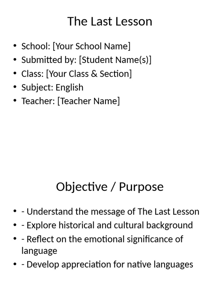 The Last Lesson: Language & Identity | PDF