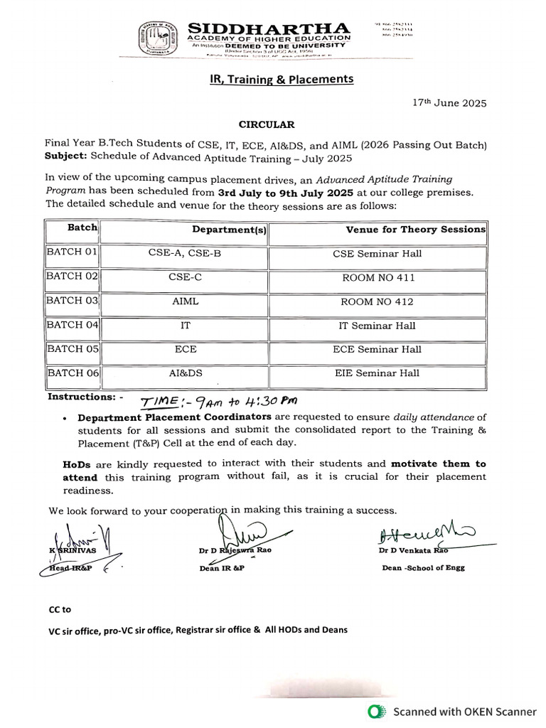 2026 Aptitude Training Circular 3jul - 9 Jul | PDF