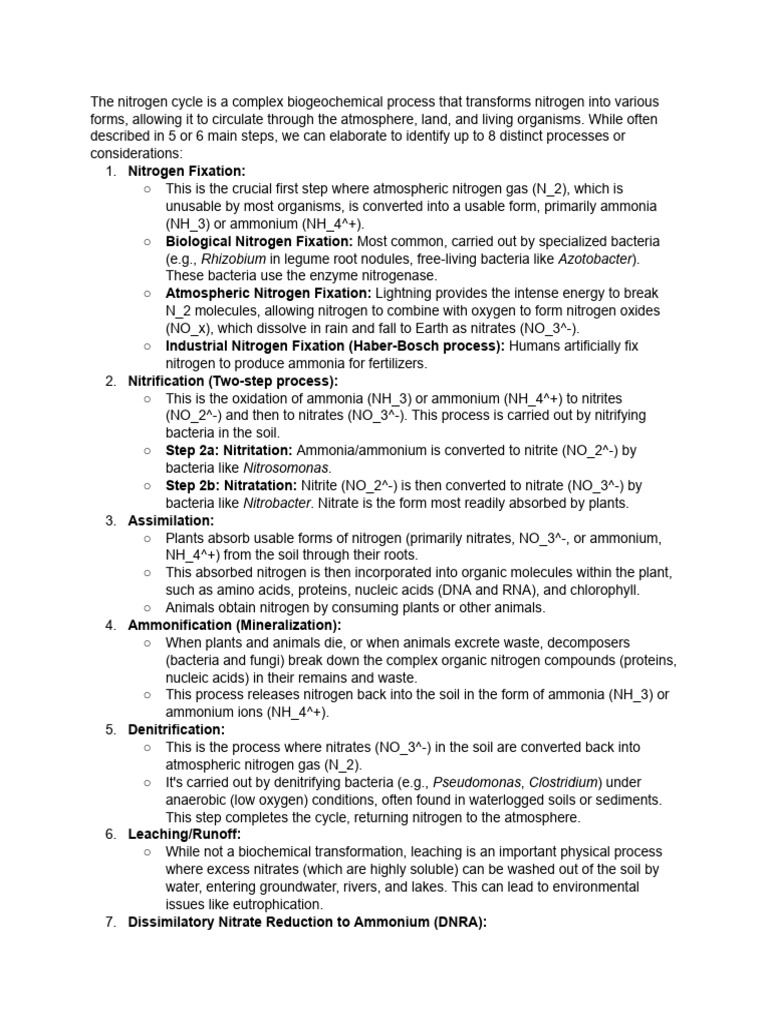 Eight Step of Nitrogen Cycle | PDF | Nitrate | Biology