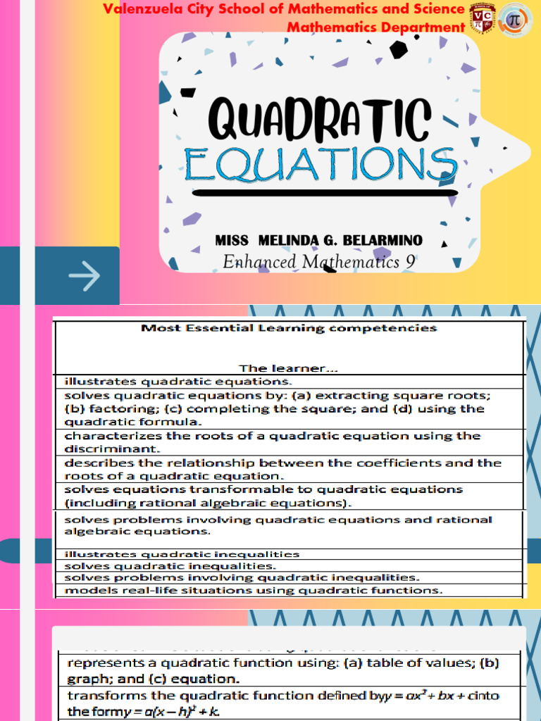 1quadratic Equations Students | PDF | Factorization | Quadratic Equation