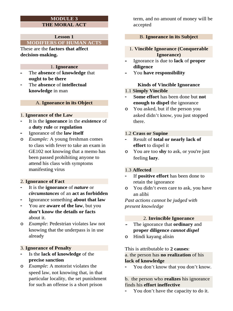Ethics Modifiers of Human Acts | PDF | Courage | Reason