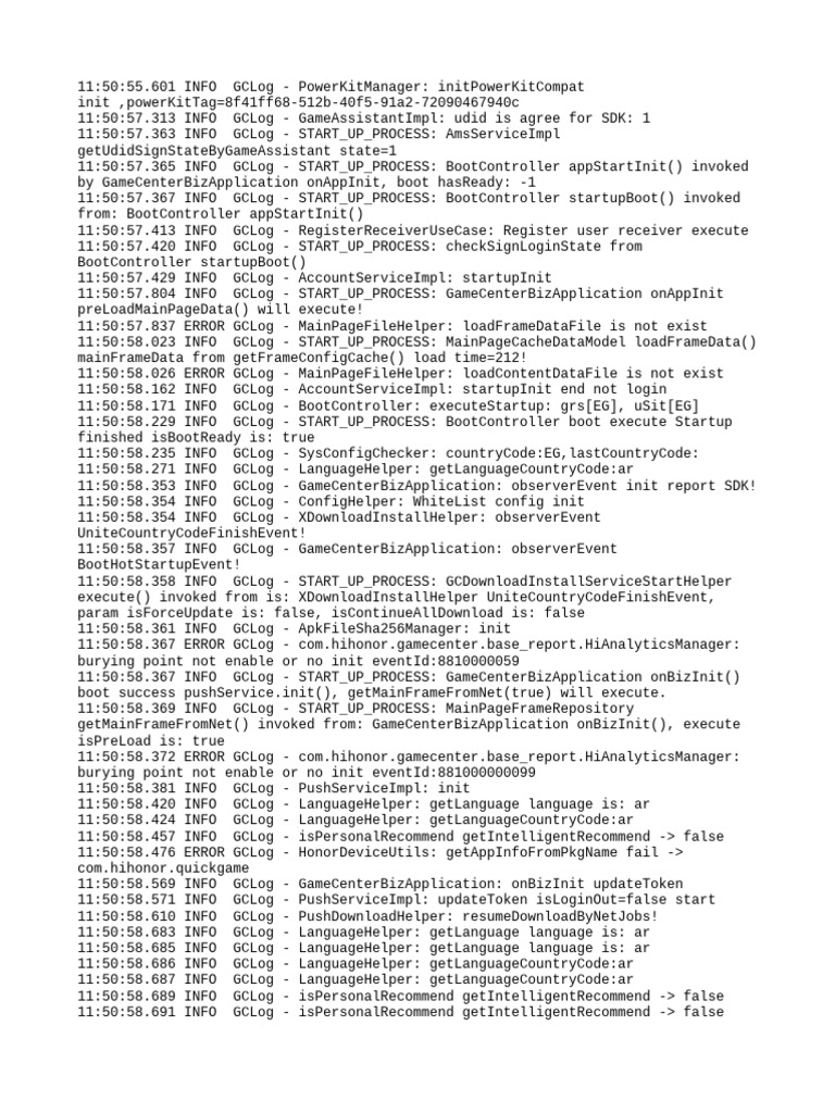 GameCenter Initialization Log Analysis | PDF | Computing | Software