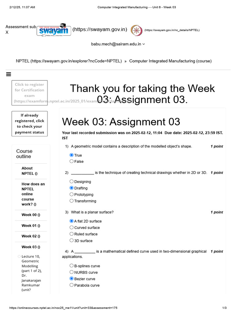 Week 03 Assignment: Geometric Modelling | PDF | Geometry