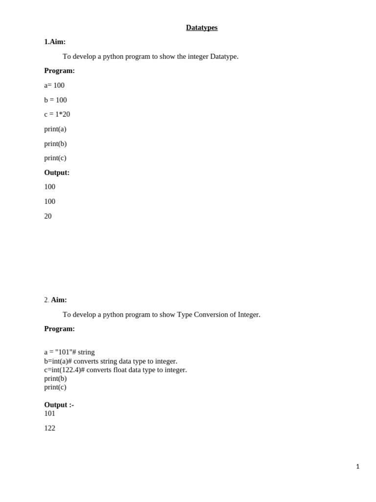 Python Data Types and Examples | PDF | Parameter (Computer Programming ...