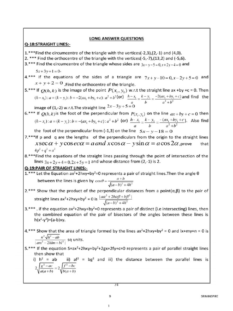 IPE Maths-1B Important LAQ's | PDF