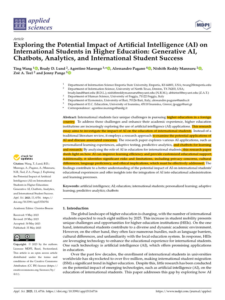AI's Role in Supporting International Students | PDF | Artificial ...