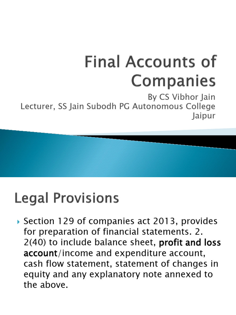 Final Accounts of Companies | PDF | Expense | Income Statement