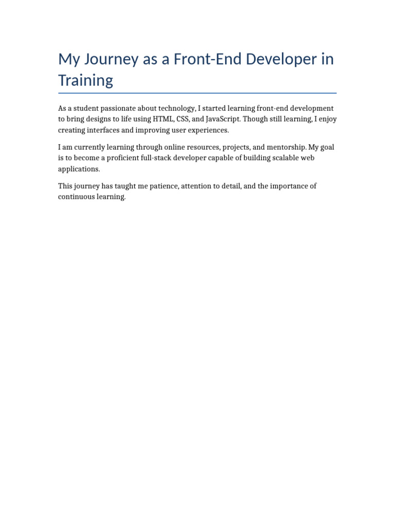 My Journey As A Front-End Developer in Training | PDF