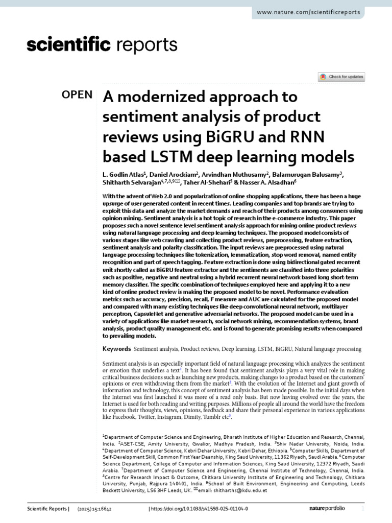 Advanced Sentiment Analysis for Reviews | PDF | Deep Learning ...