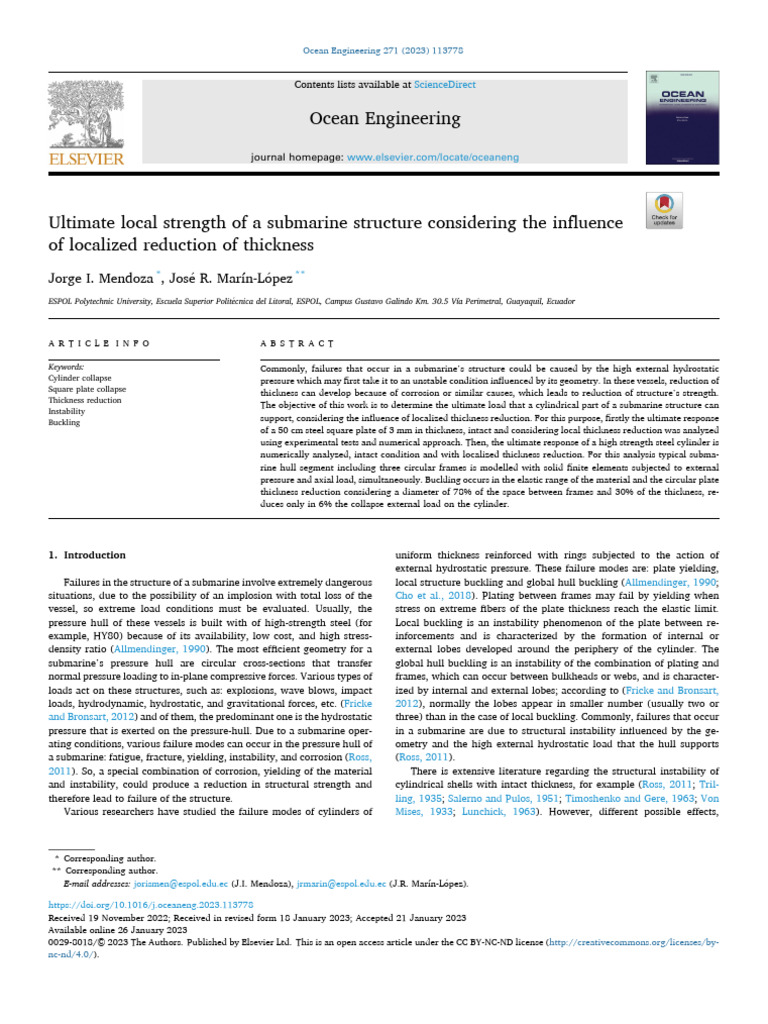 Submarine Structure Strength Analysis | PDF | Buckling | Deformation ...