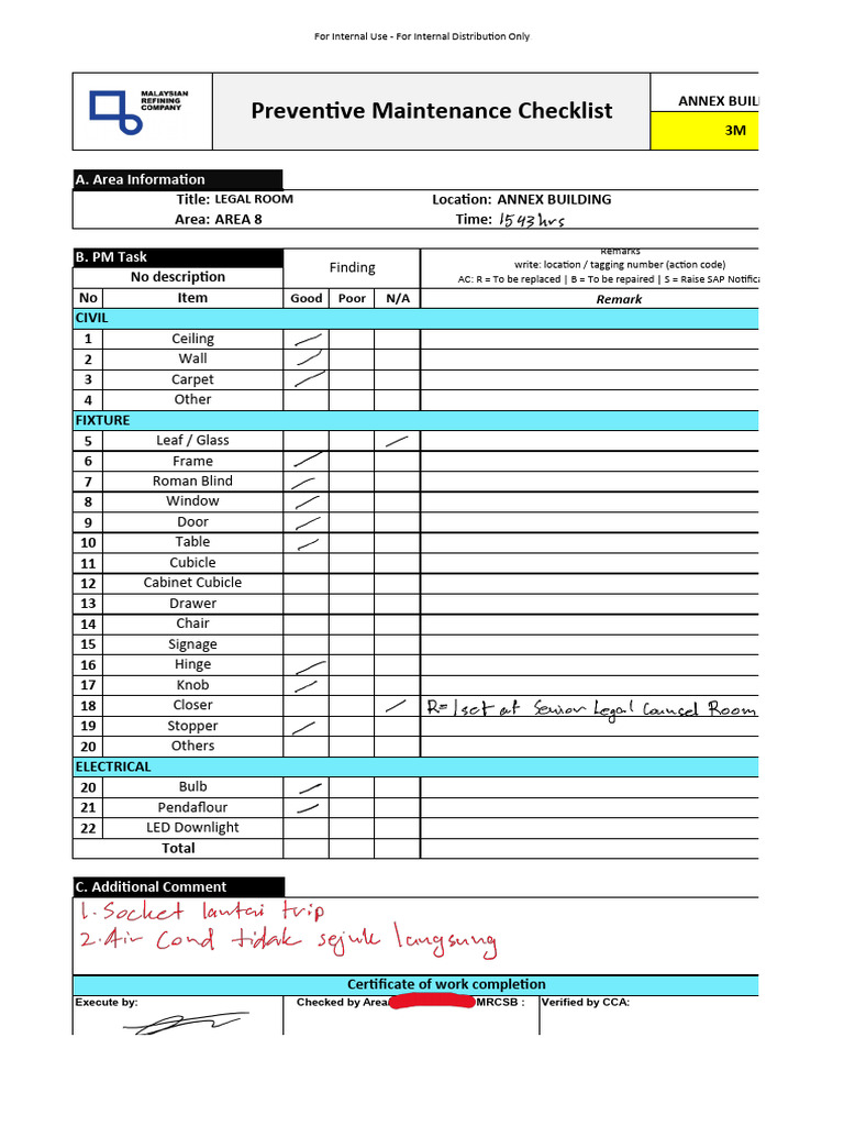 Preventive Maintenance Checklist Template | PDF