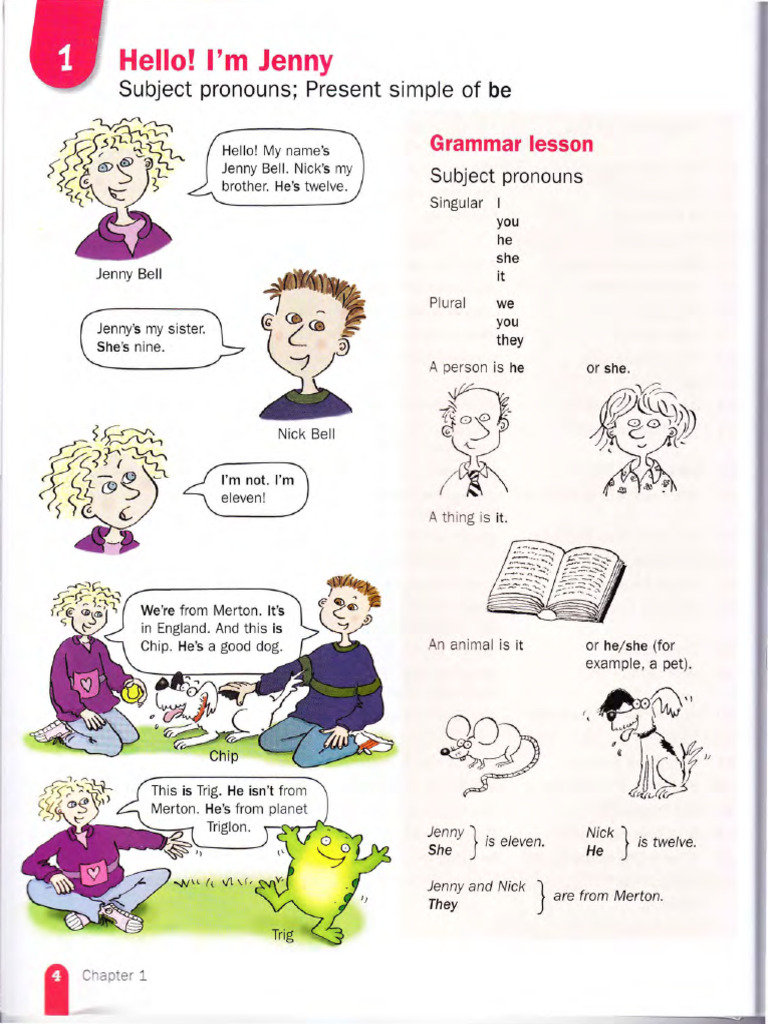Grammar One: Subject Pronouns & Be | PDF | Grammar | Syntactic