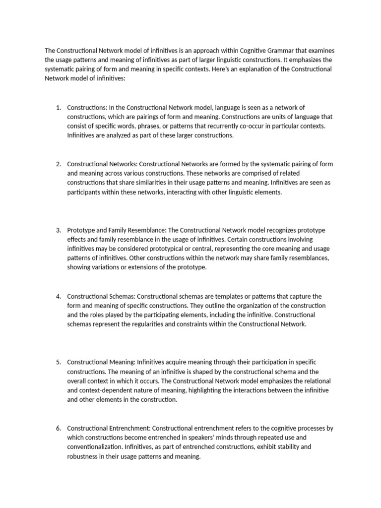 Constructional Network Model of Infinitives | PDF | Linguistics | Learning