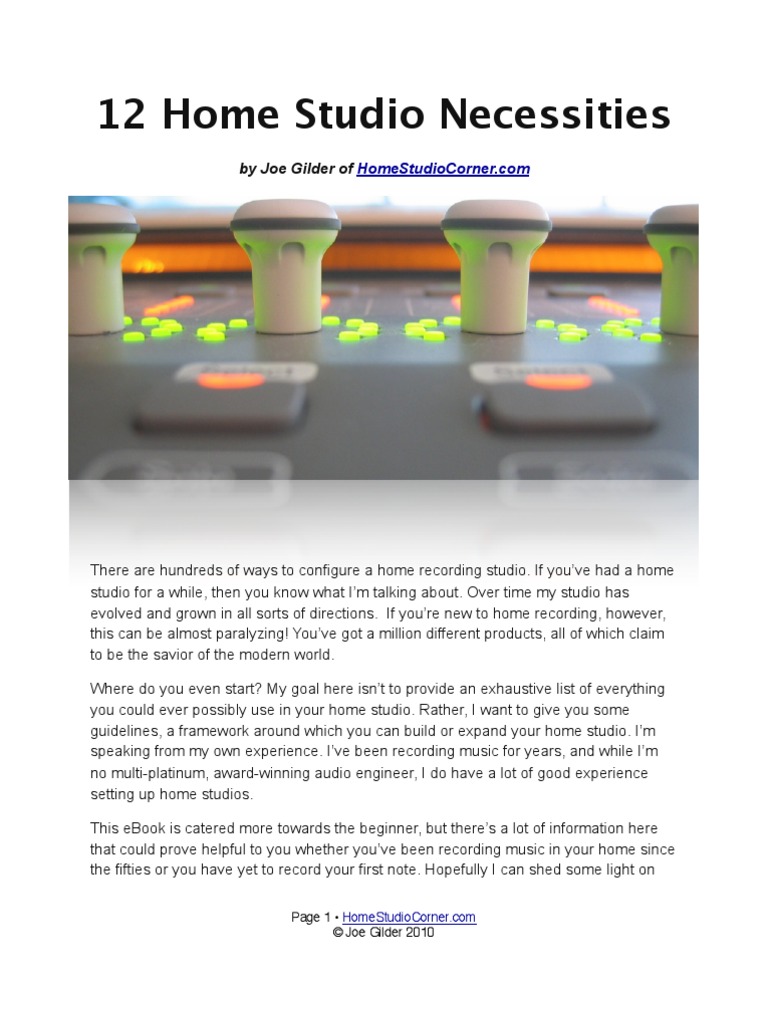 12 Home Studio Necessities PDF Microphone Synthesizer