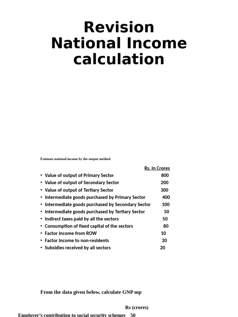 National Income Practice Questions | PDF | Consumption Of Fixed Capital ...