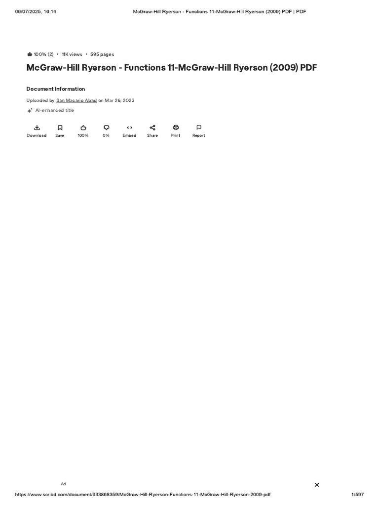 McGraw-Hill Functions 11 PDF Guide | PDF | International Organization ...