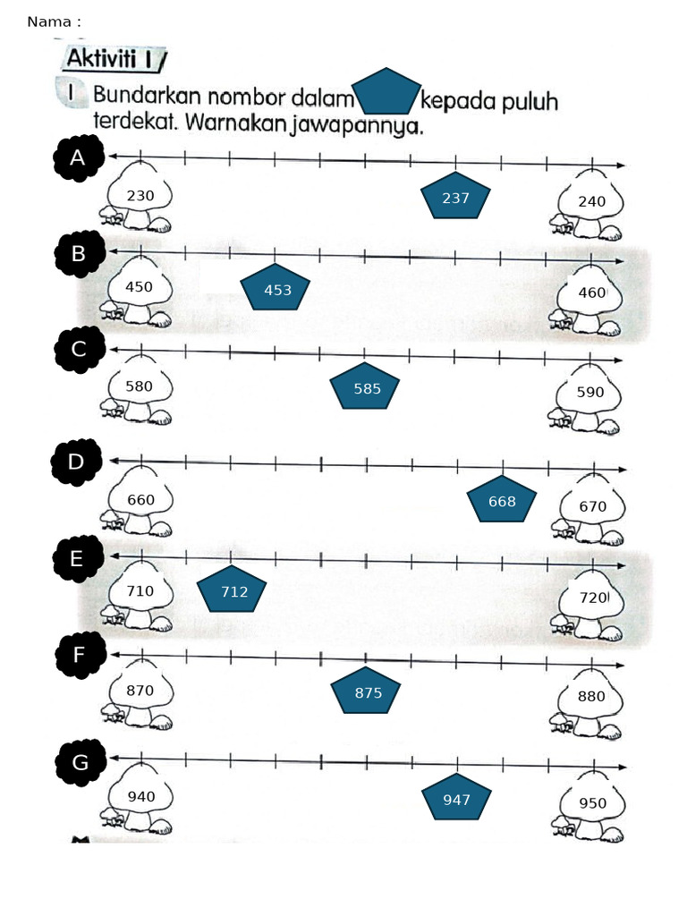Bundar Kepada Puluh Terdekat Tahun 2 LEMBARAN KERJA | PDF