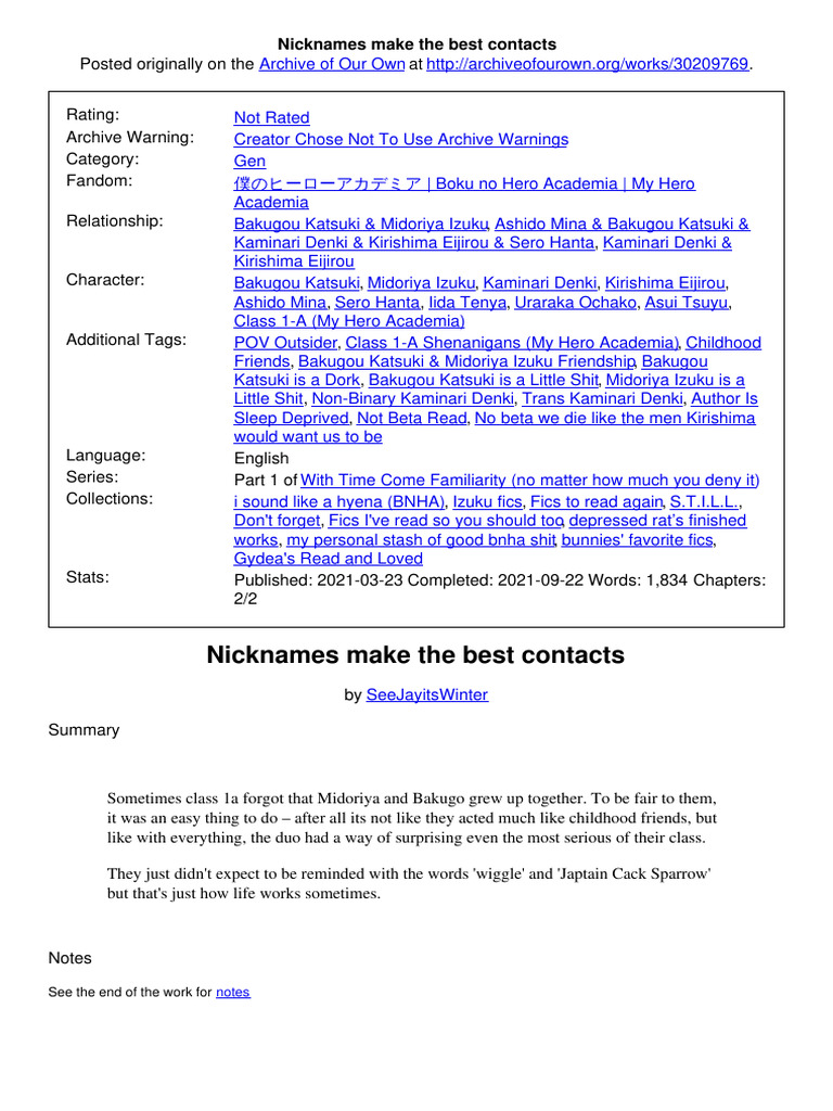 Nicknames Make The Best | PDF
