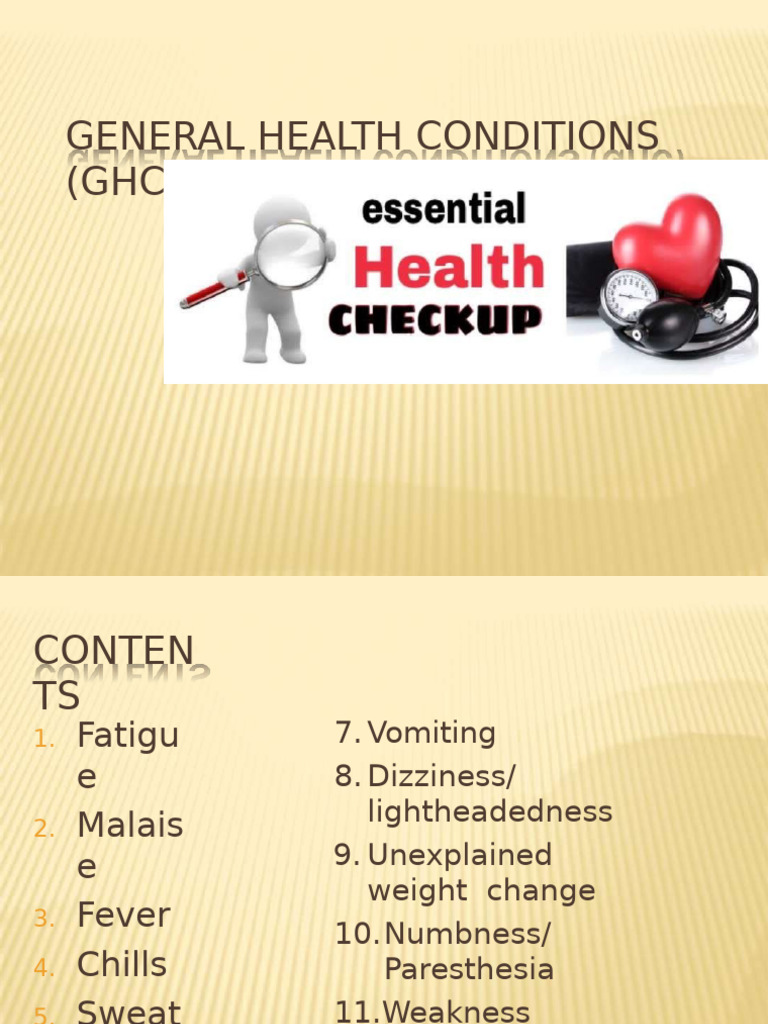 General Health Conditions | PDF | Paresthesia | Fever