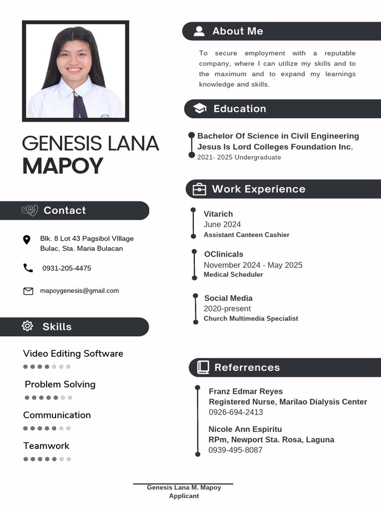 Genesis Mapoy's Resume and Skills | PDF
