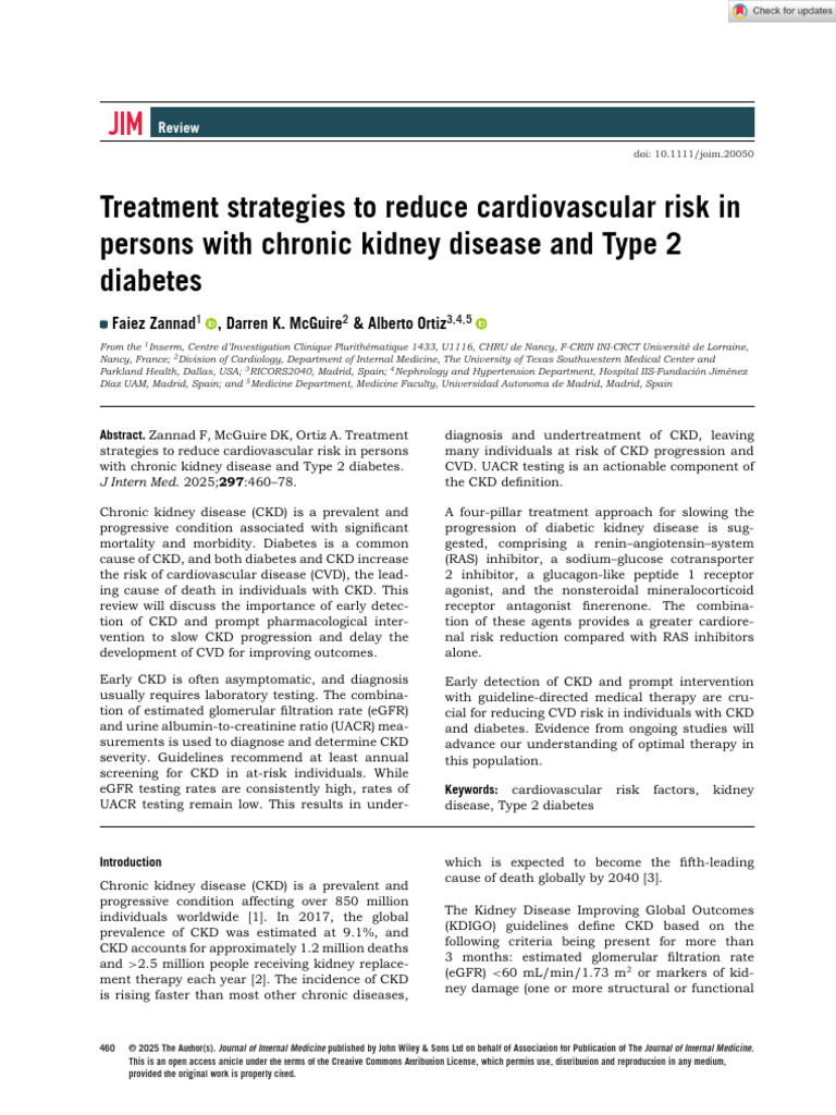 CKD and Diabetes: Cardiovascular Risk Strategies | PDF | Chronic Kidney ...