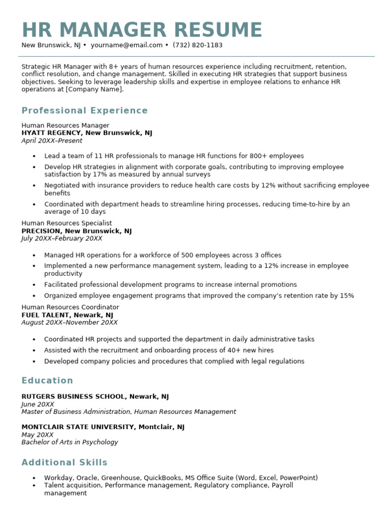 Human Resources Hr Manager Resume - 1
