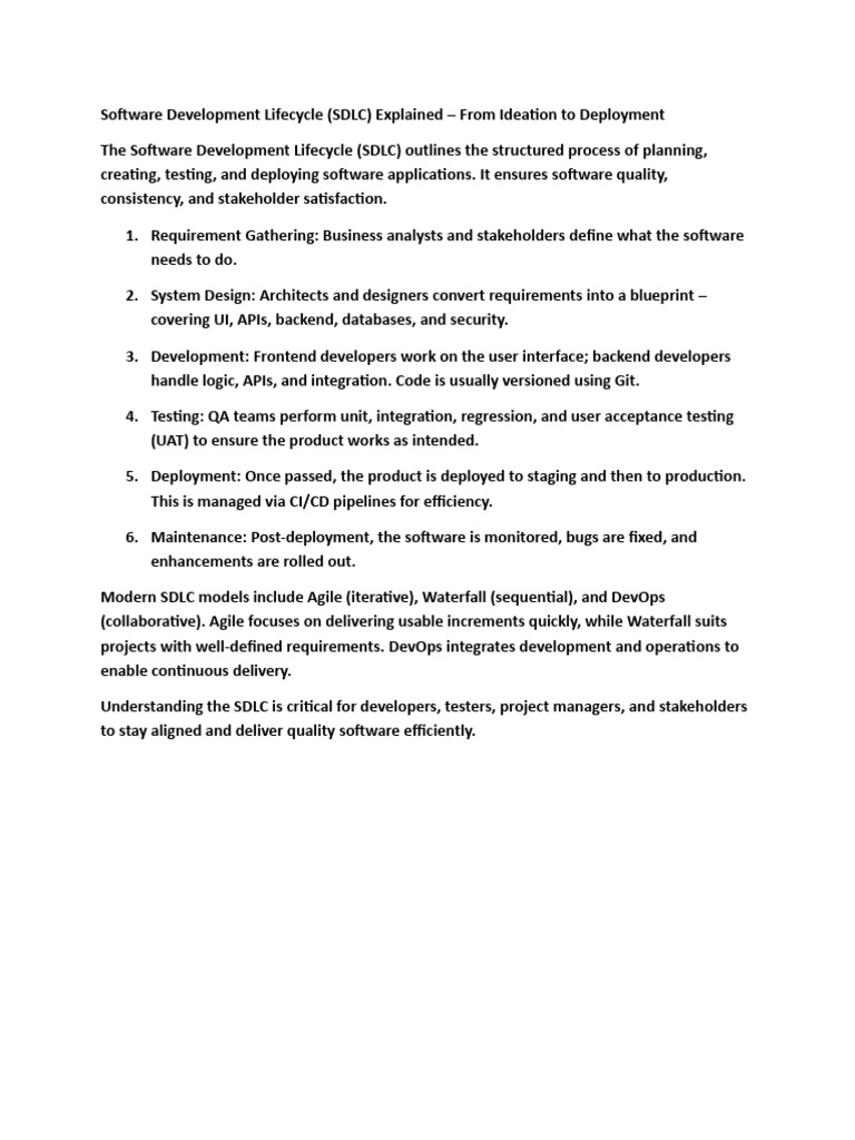 Understanding the Software Development Lifecycle | PDF