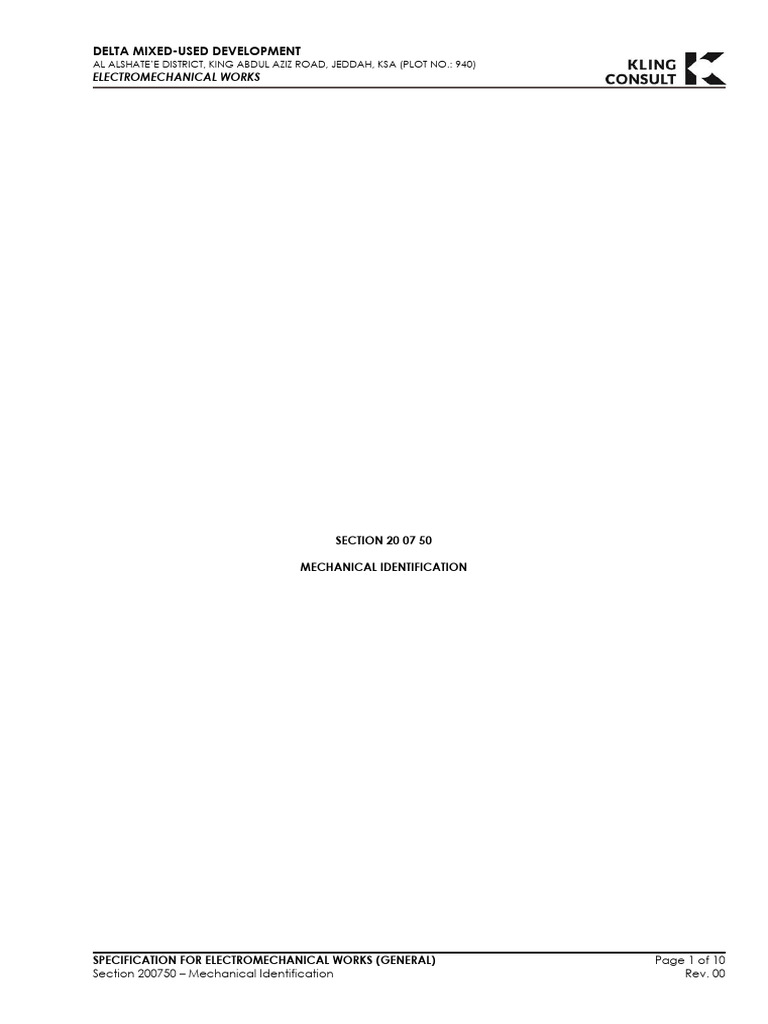 Mechanical Identification Specifications | PDF | Valve | Duct (Flow)