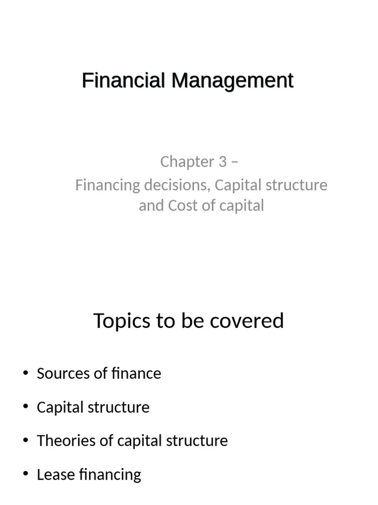 Financing Decisions and Capital Structure | PDF | Cost Of Capital ...