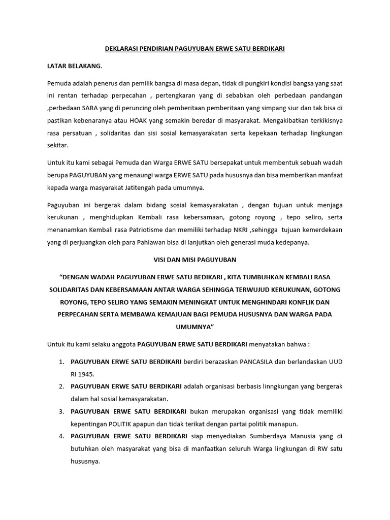 Paguyuban Erwe Satu Berdikari: Membangun Solidaritas | PDF