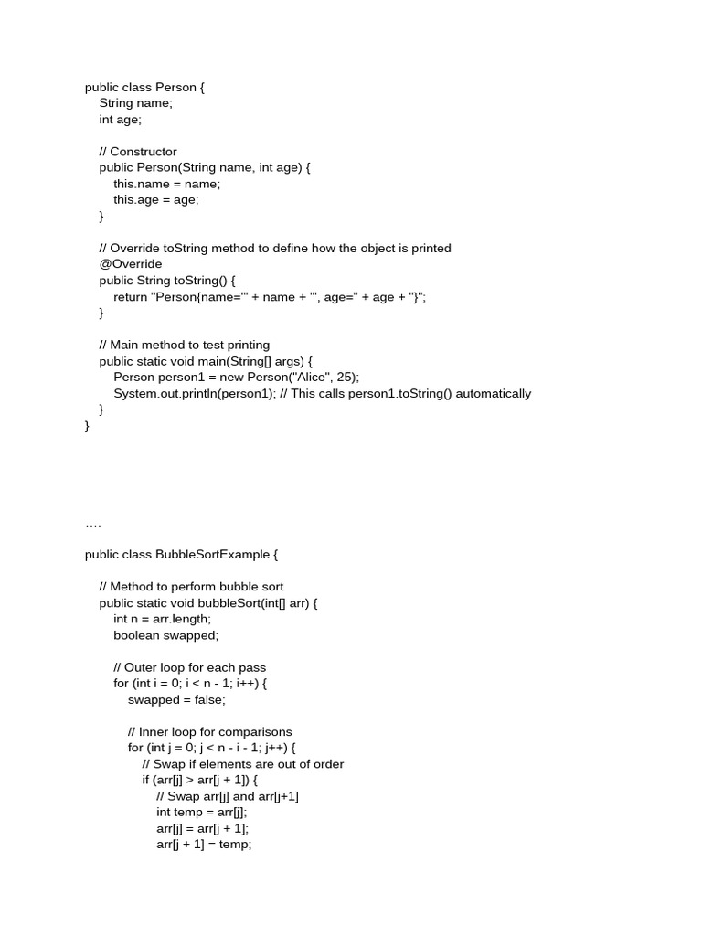 Java Classes and Sorting Example | PDF
