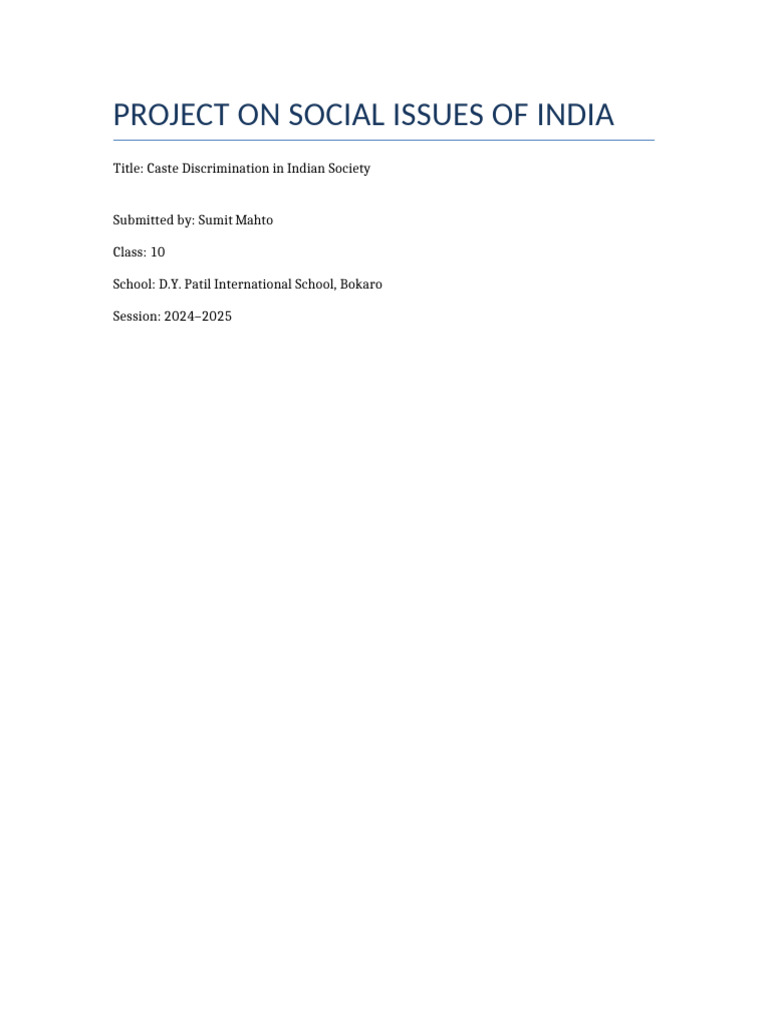 Caste Discrimination in India: A Study | PDF | Caste | Dalit