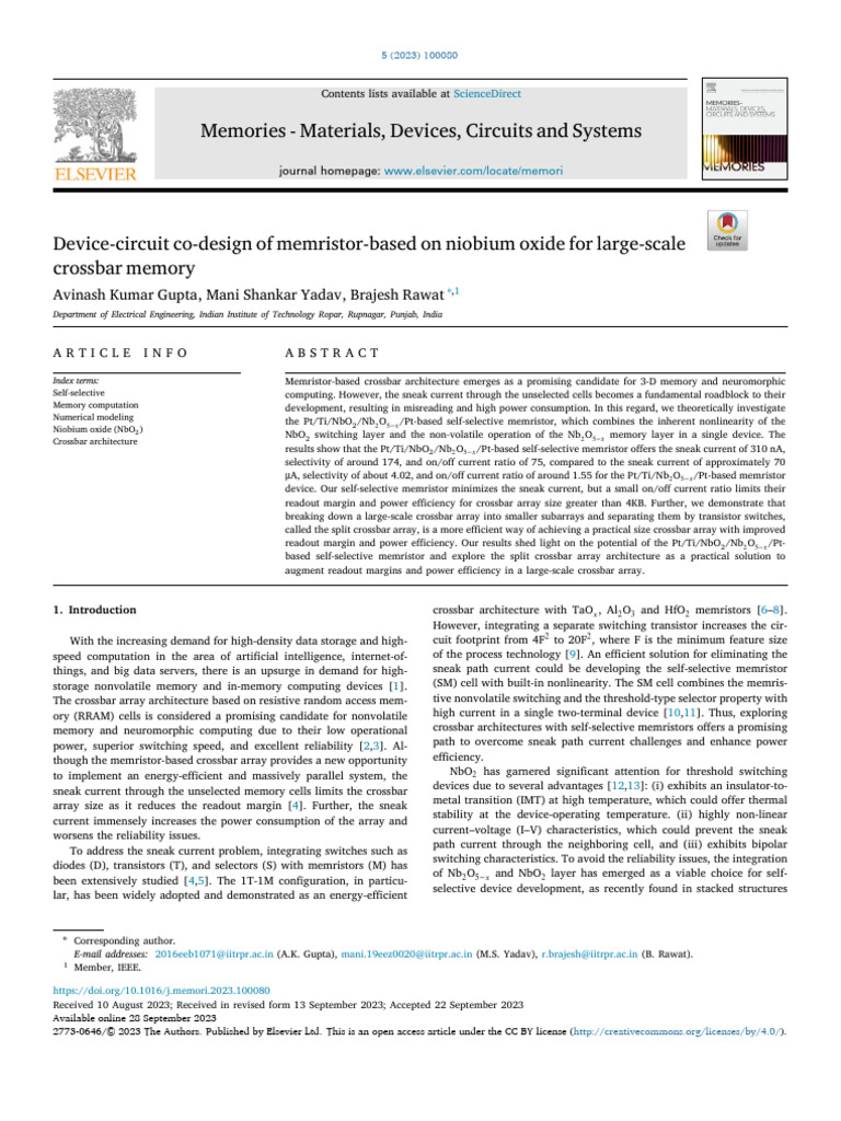 Device Circuit Co Design of Memristor Based On 2023 Memories Materials ...