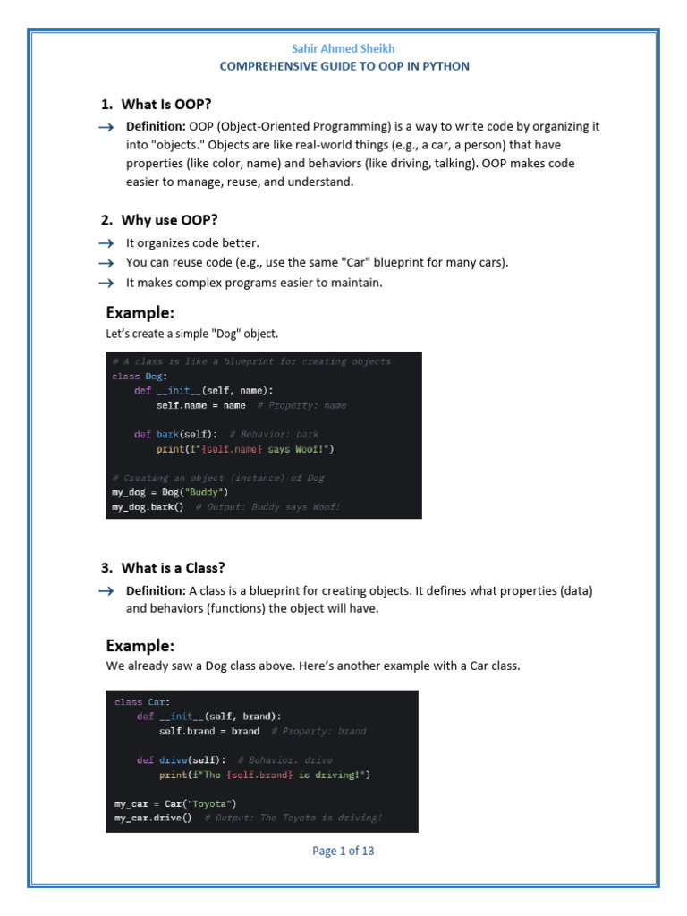 OOP Concepts Simplified in Python | PDF | Method (Computer Programming ...