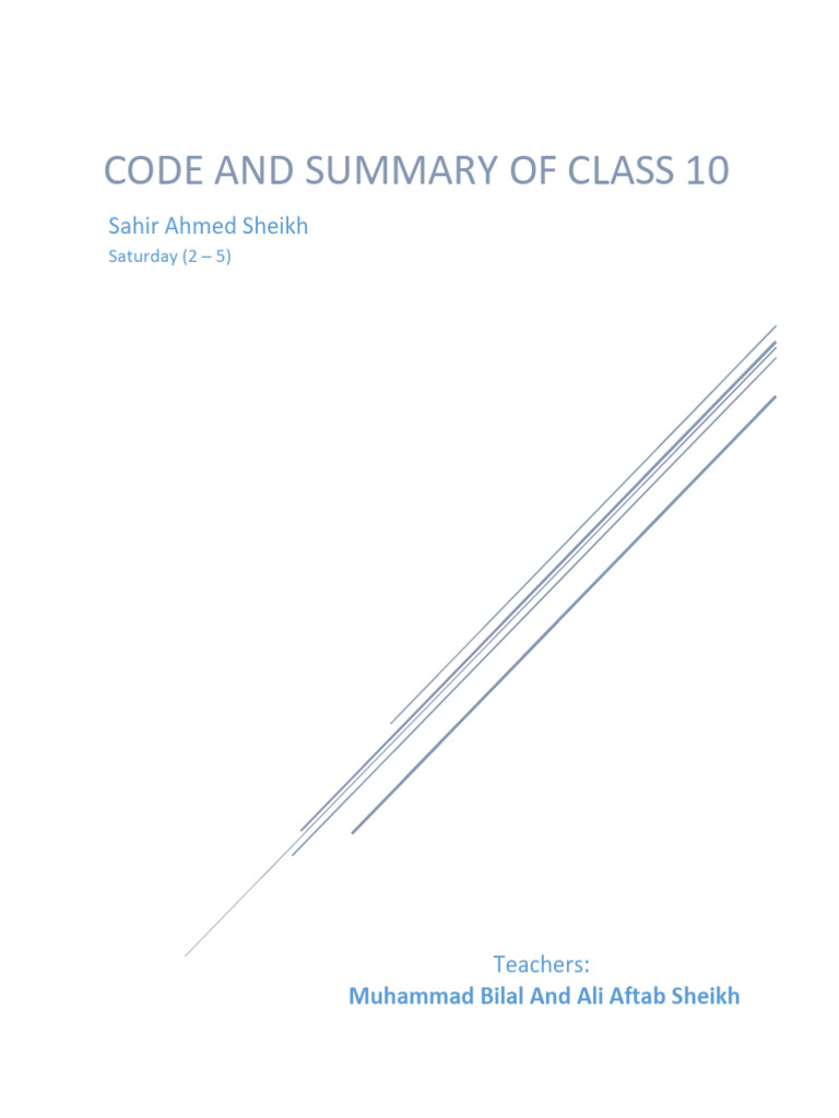 Code and Summary of Class 10 | PDF | Method (Computer Programming ...